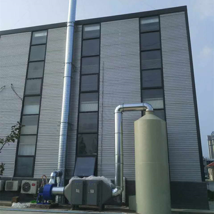    酸氣廢氣處理采用水噴淋塔+UV光解廢氣凈化組合來對廢氣進行凈化，適合于連續和間歇排放廢氣的治理；